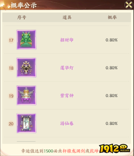 《一梦九霄》概率公示